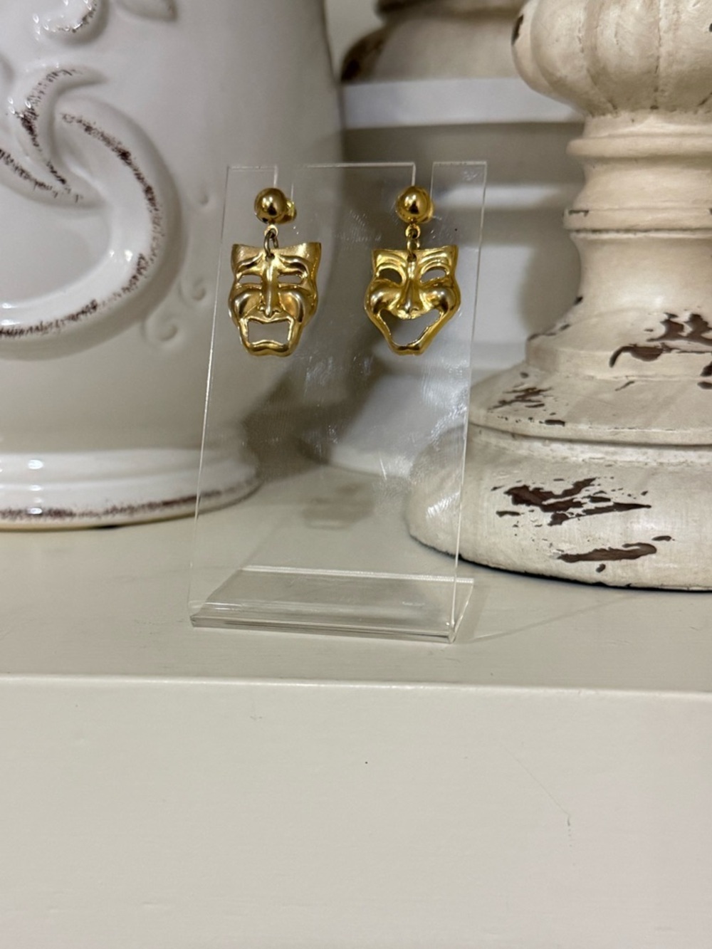 Comedy 🎭 Tragedy Theater Gold Tone Earrings